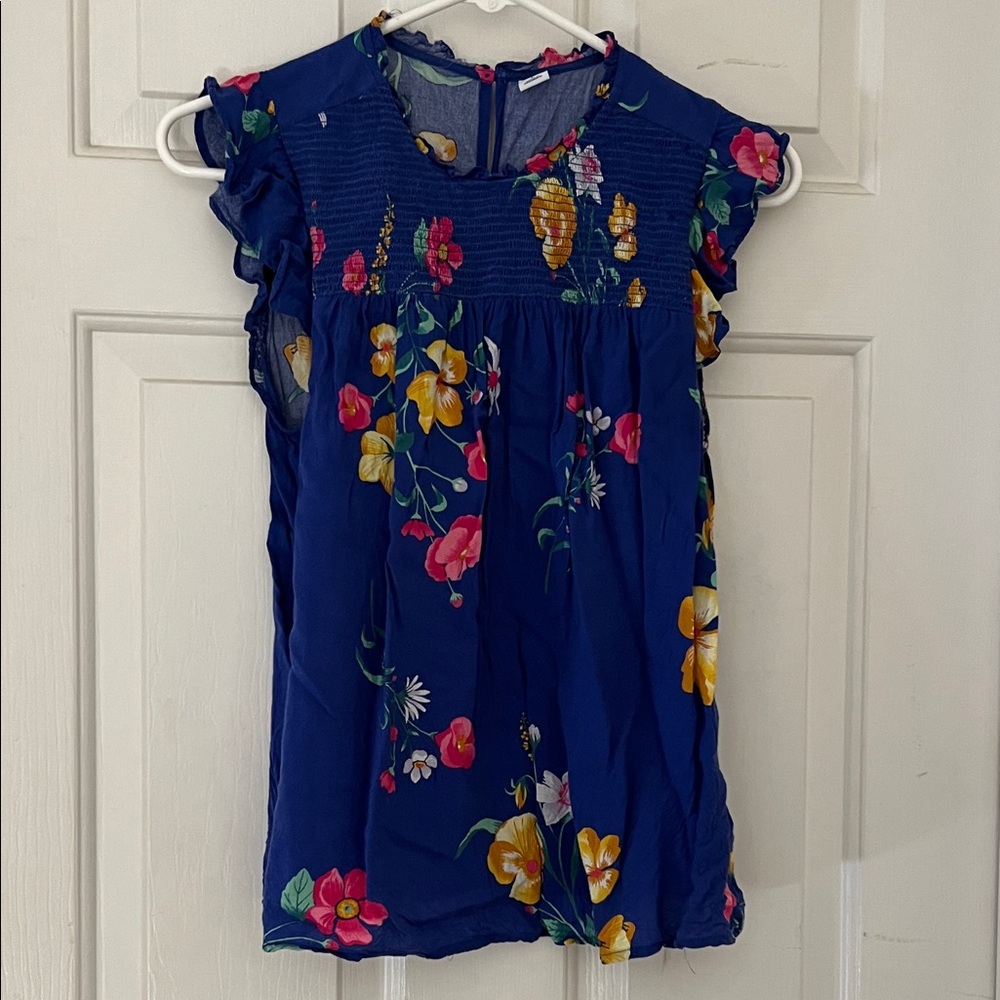 Old Navy Floral Print Blouse - Blue and Yellow